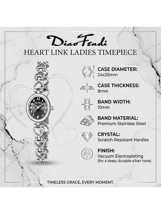 Women\'s Silver Black Analog Quartz Oval Waterproof Vintage Bracelet Luxury Watch main image 3